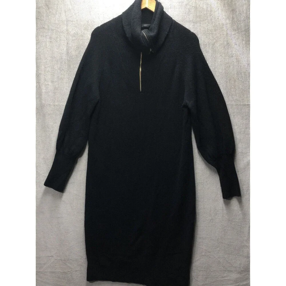 J Crew Sweater Dress Wool Zip Up Turtleneck Mini Long Sleeve Size Unknown